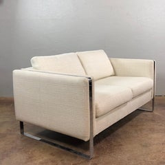 Milo Baughman Chrome Frame Sofa Loveseat