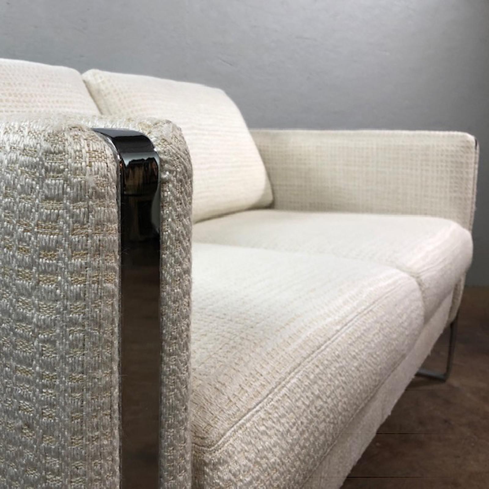 Mid-Century Modern Milo Baughman Chrome Frame Sofa Loveseat For Sale