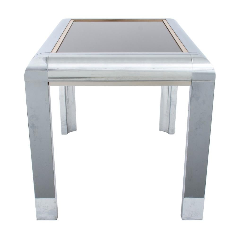 Milo Baughman Chrome & Gilt Brass Side Table In Good Condition For Sale In Astoria, NY