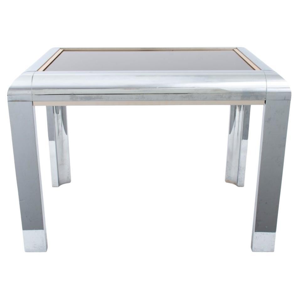 Milo Baughman Chrome & Gilt Brass Side Table