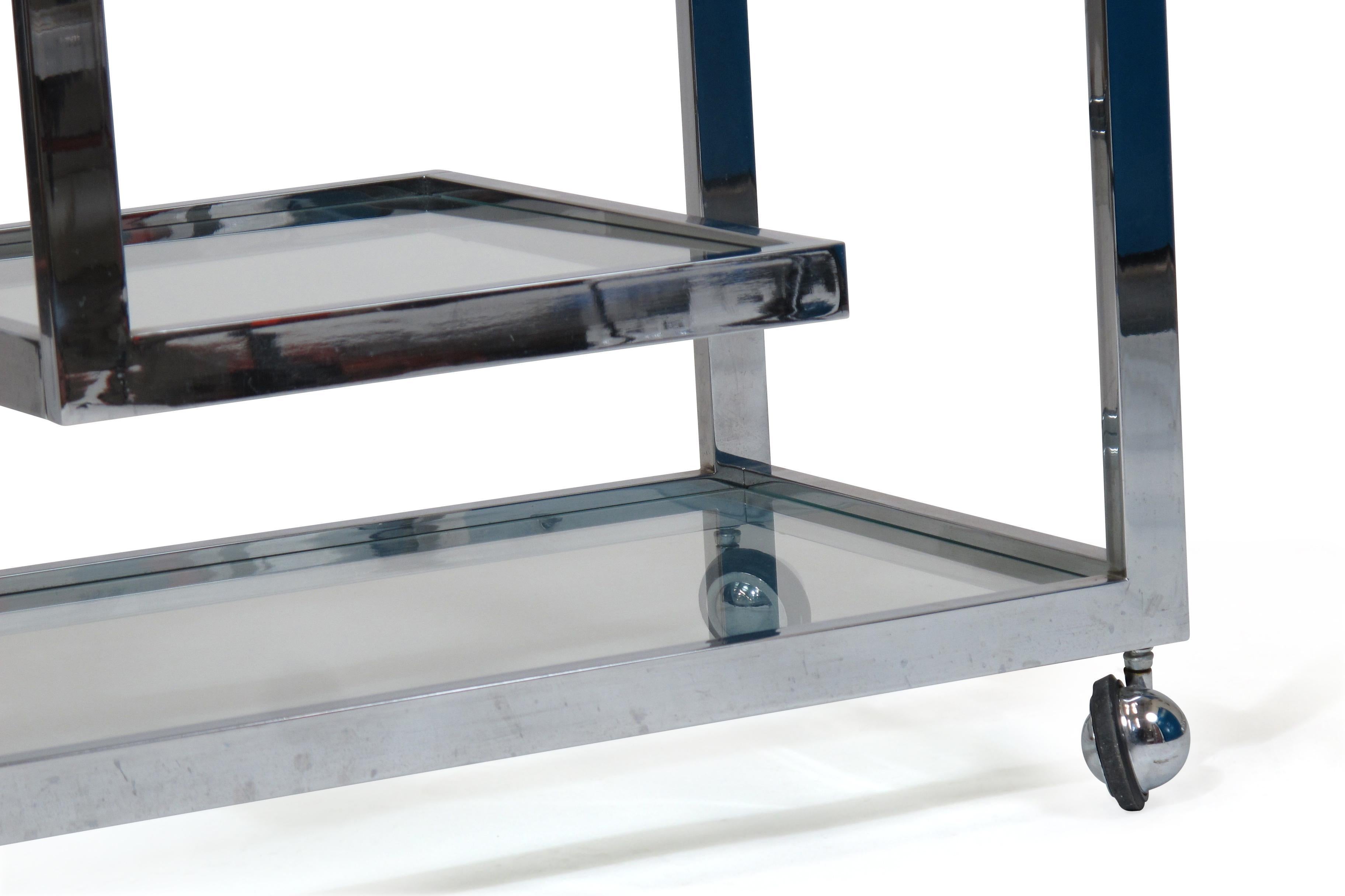 Mid Century Chrome Glass Bar Cart 1