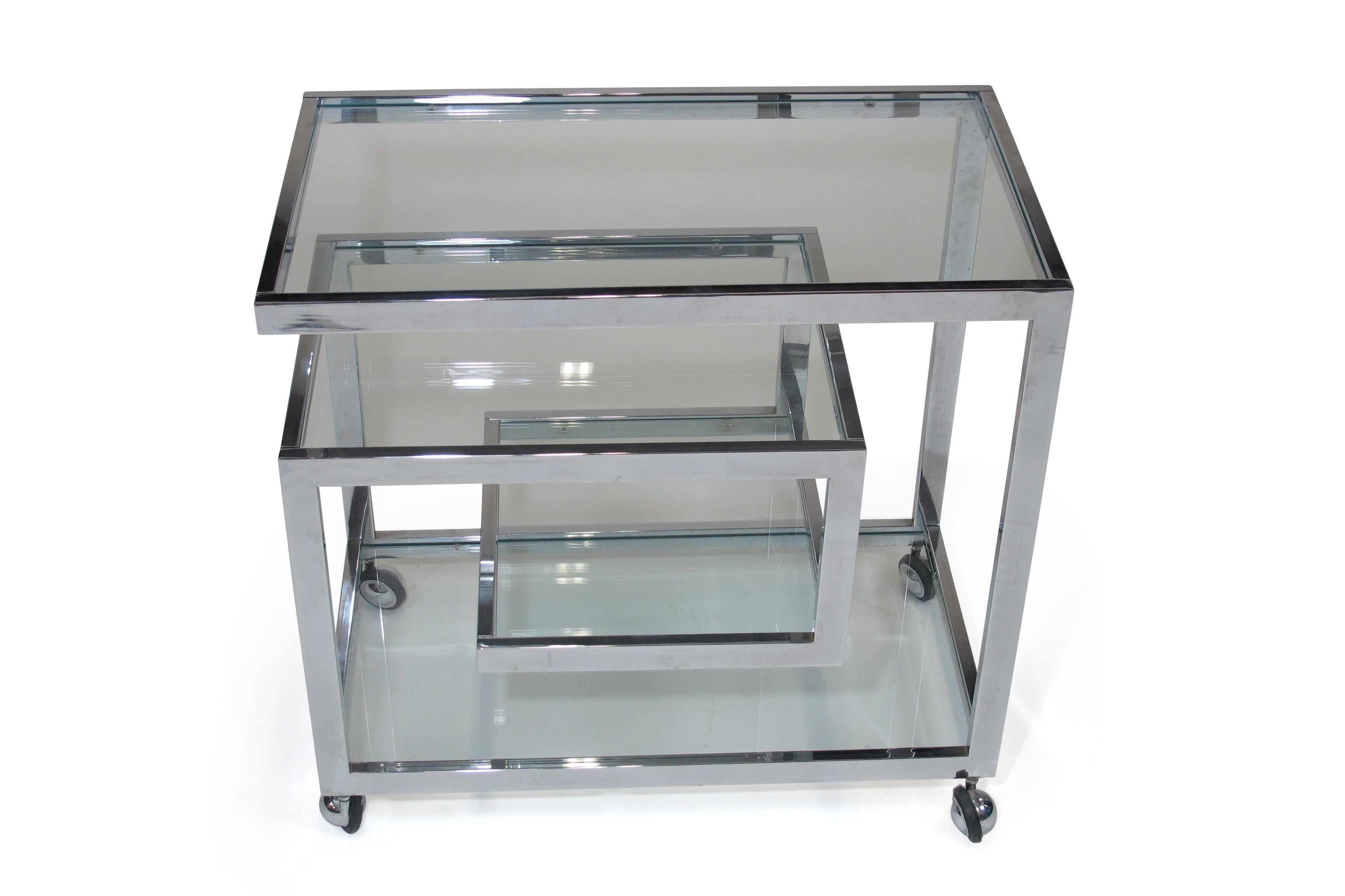 Mid Century Chrome Glass Bar Cart 2