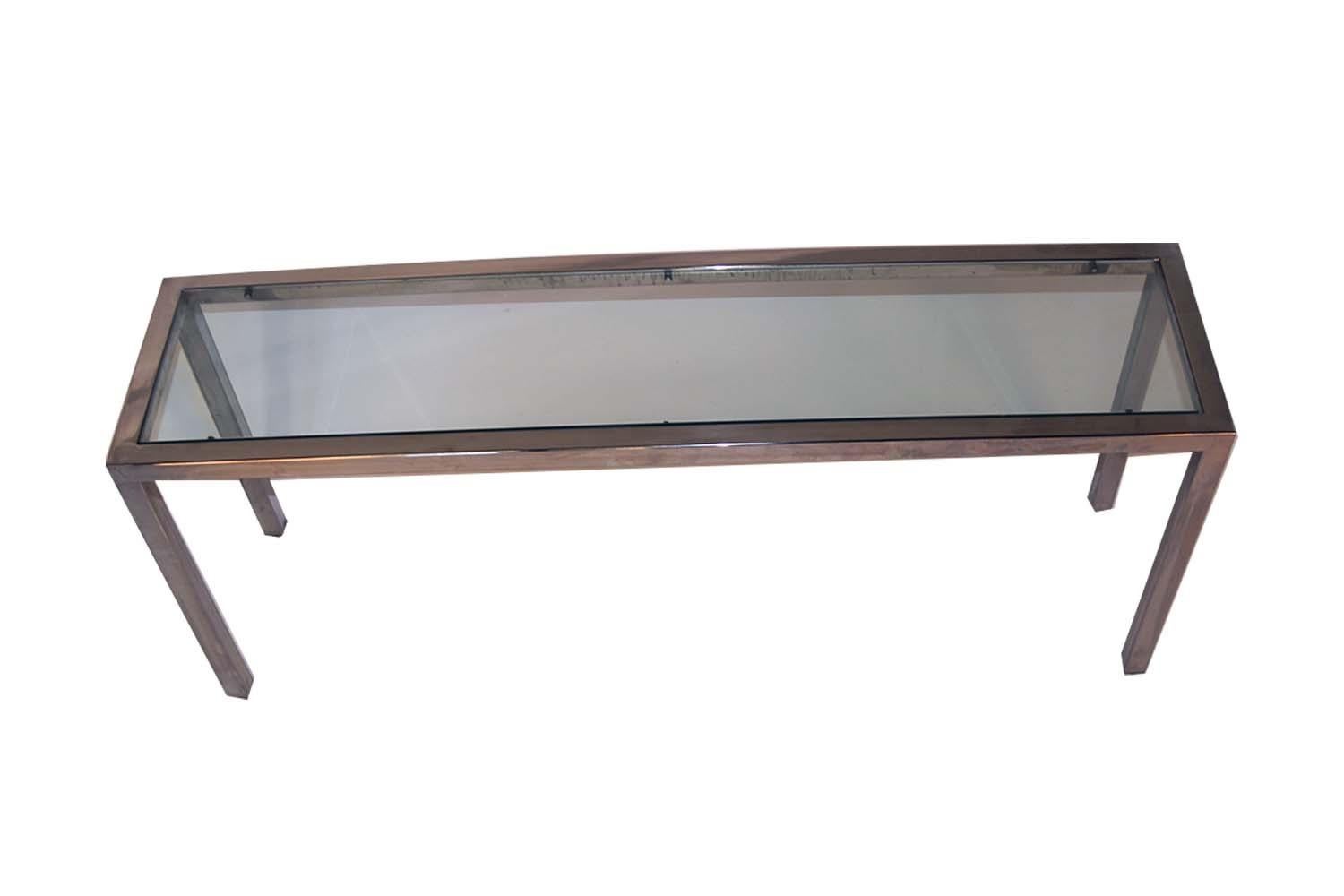 Late 20th Century Milo Baughman Chrome Glass Console Table Mid-Century Modern