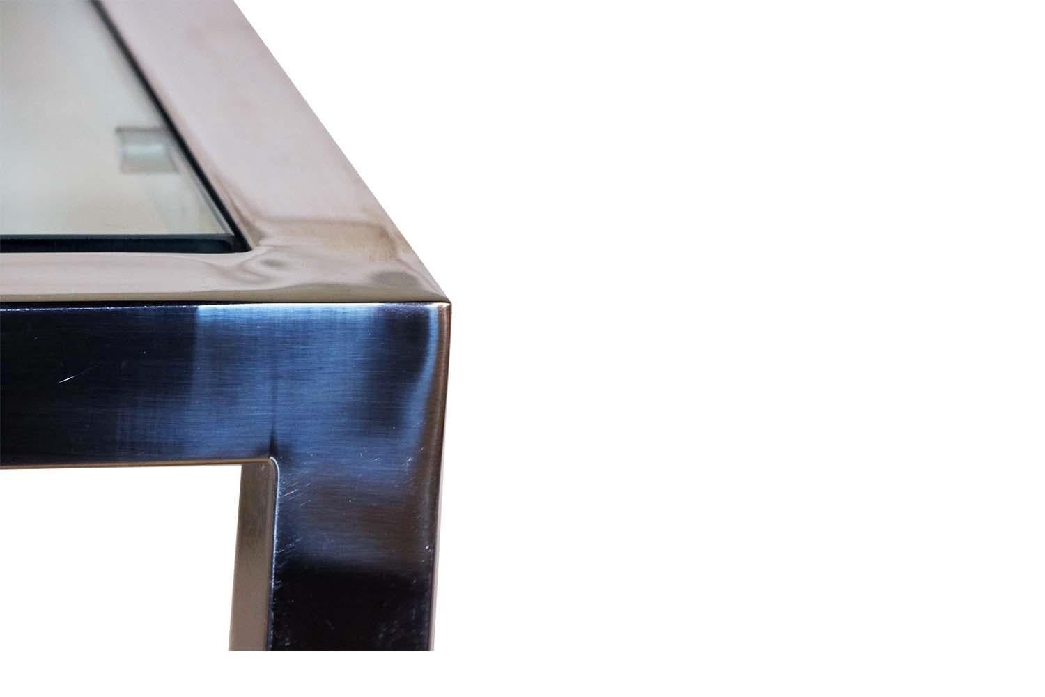 Milo Baughman Chrome Glass Console Table Mid-Century Modern 3