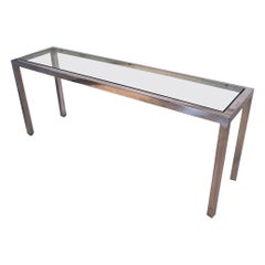 Milo Baughman Chrome Glass Console Table Mid-Century Modern