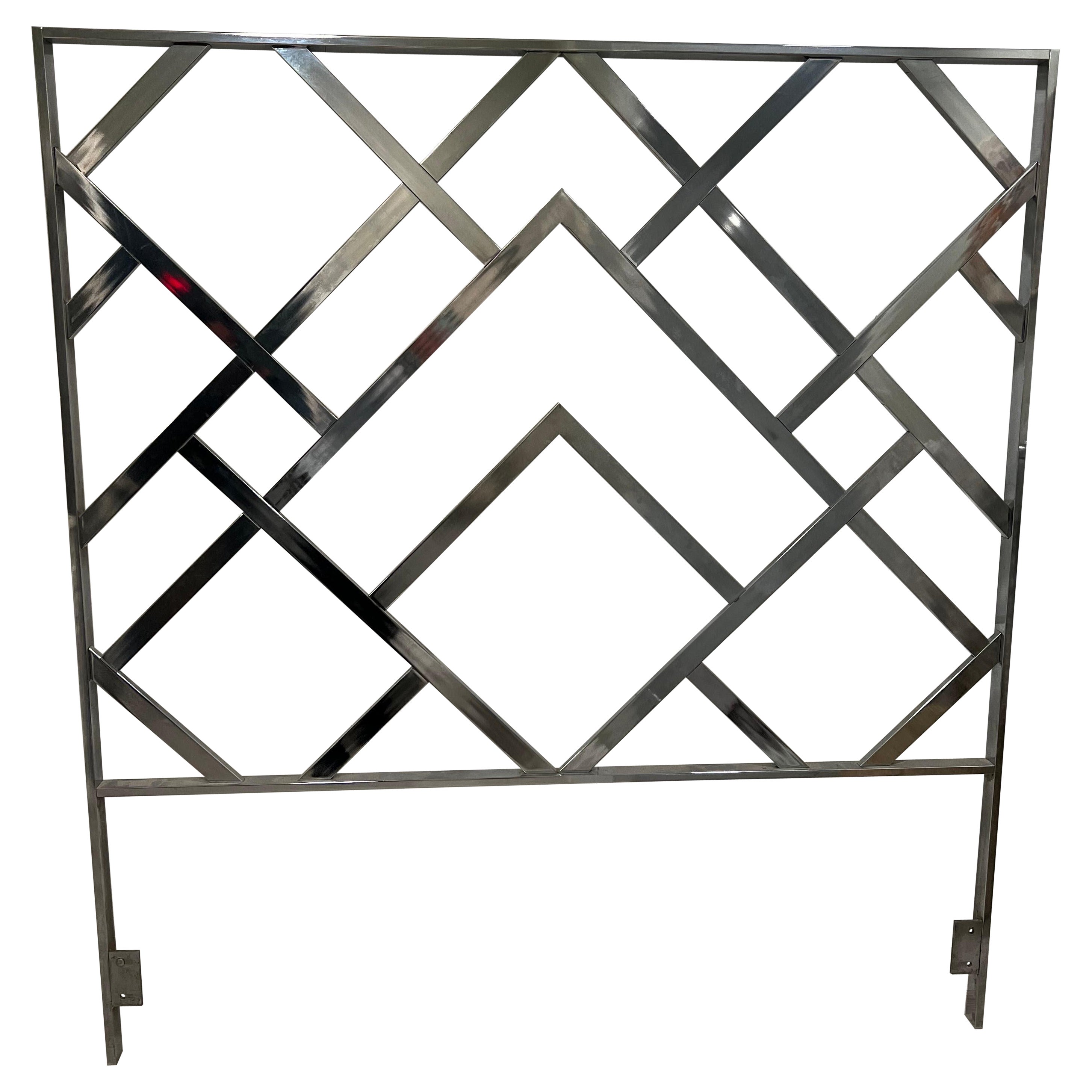 Milo Baughman Chrome Latticework Headboard