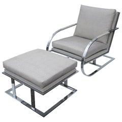 Milo Baughman Chrome Lounge Chair and Ottoman for Thayer Coggin