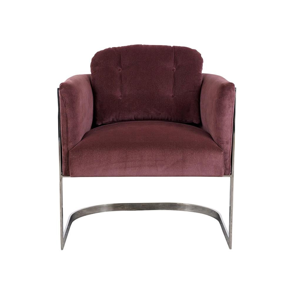 Milo Baughman Style Chrome Lounge Chair