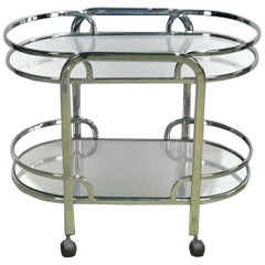 Milo Baughman Chrome "Race Track" Bar Cart