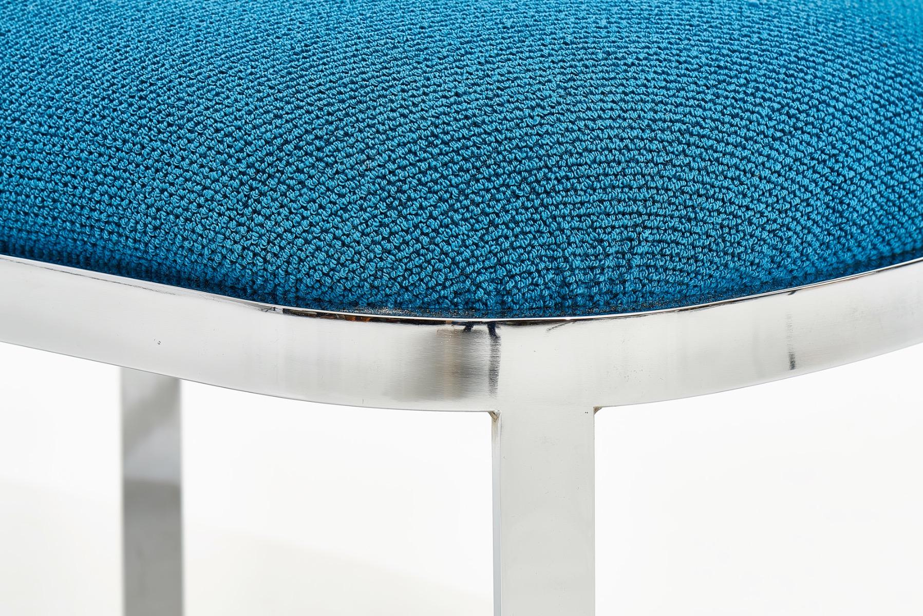 Milo Baughman Chrome Stool in Knoll Boucle 1