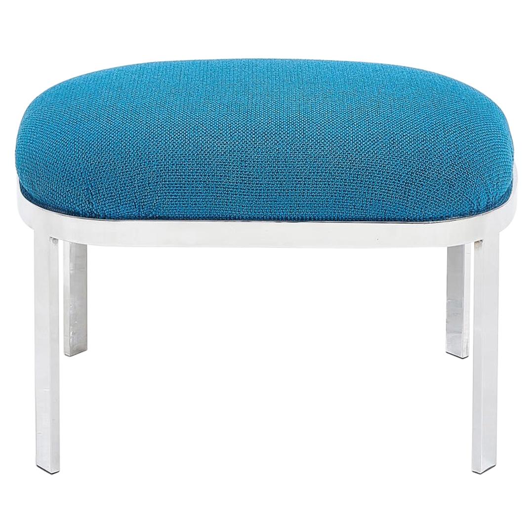 Milo Baughman Chrome Stool in Knoll Boucle