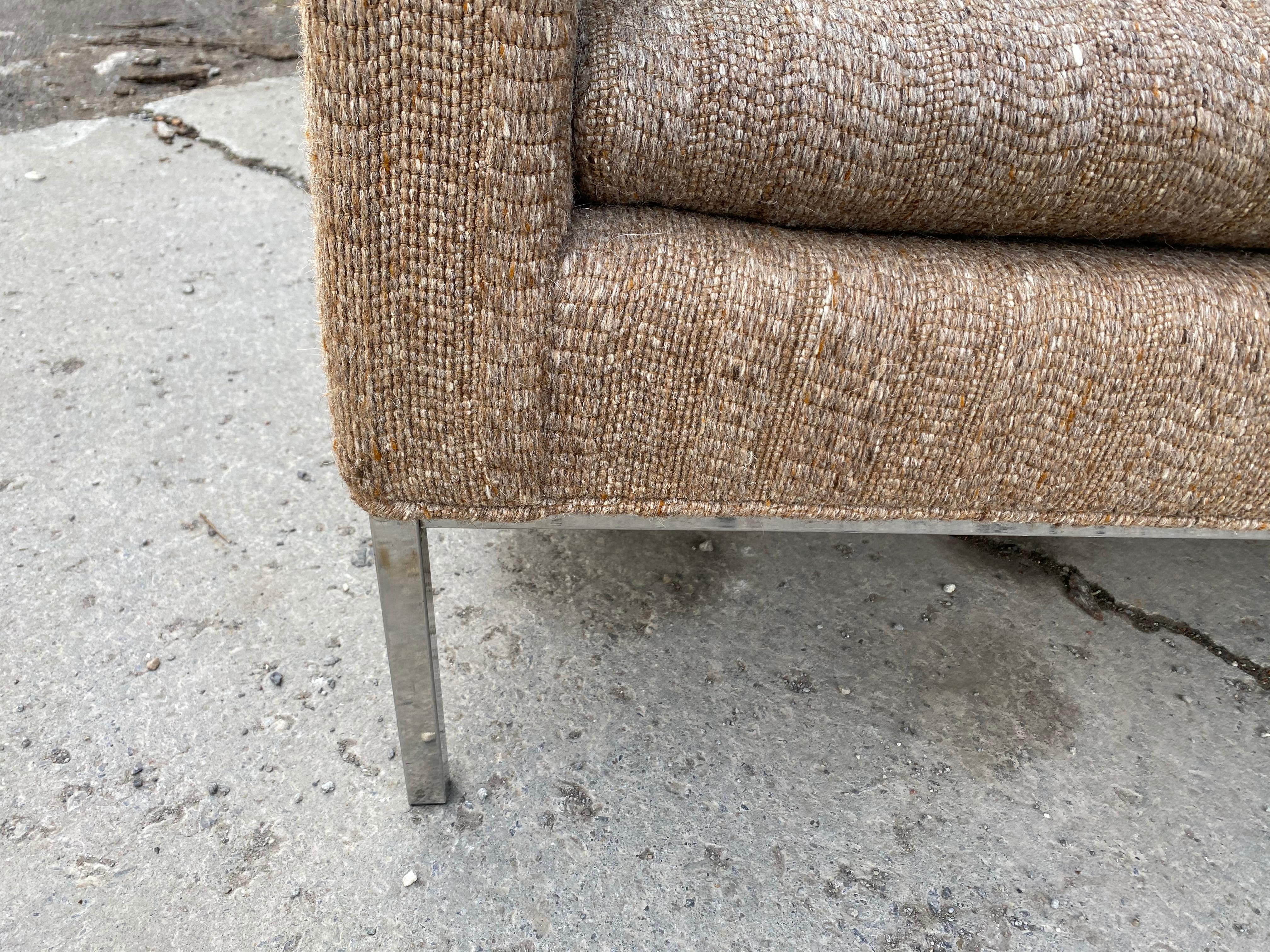 American Milo Baughman Attributed Chrome Three-Seat Sofa, Mid-Century Modern
