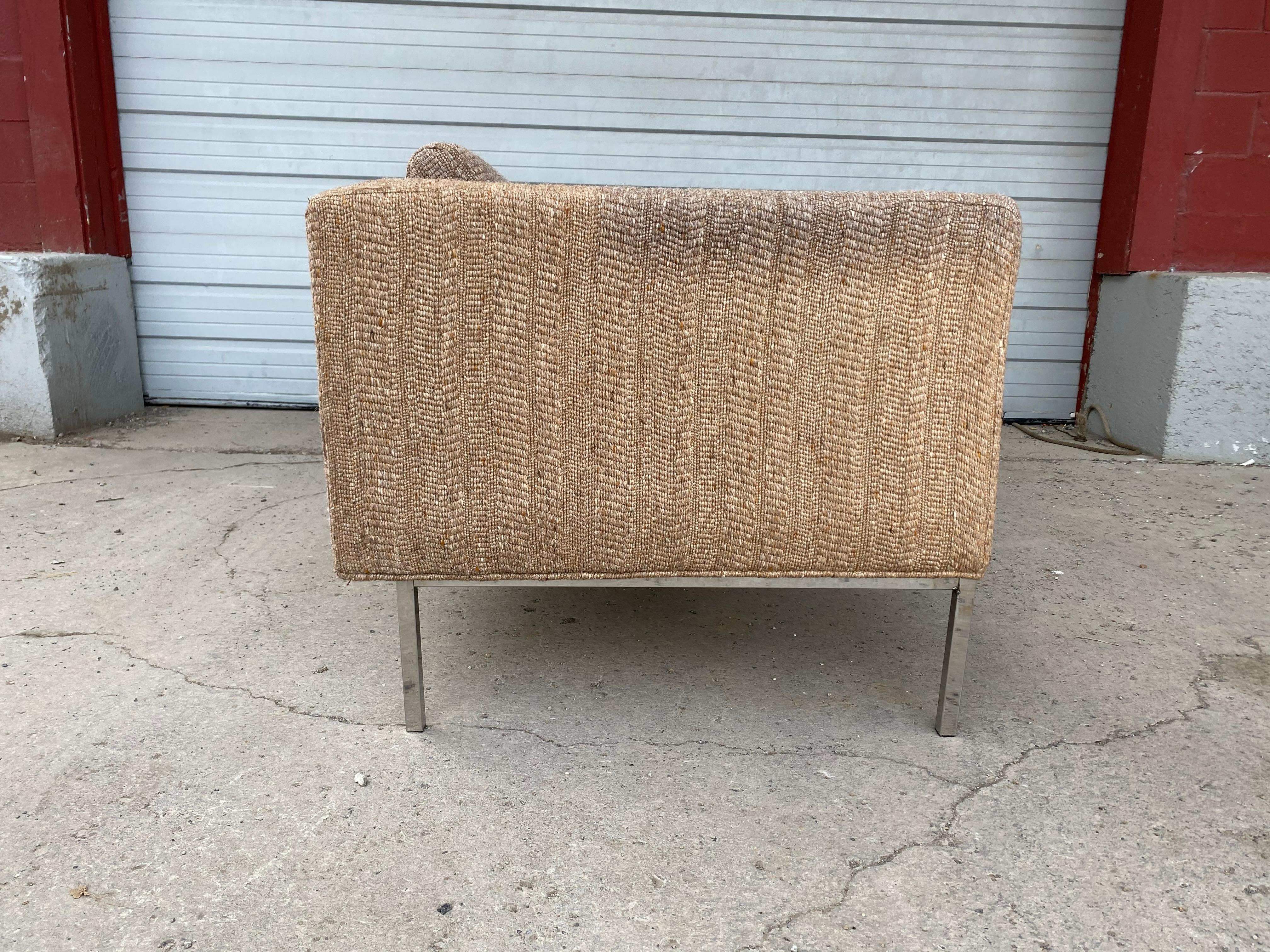 Steel Milo Baughman Attributed Chrome Three-Seat Sofa, Mid-Century Modern For Sale