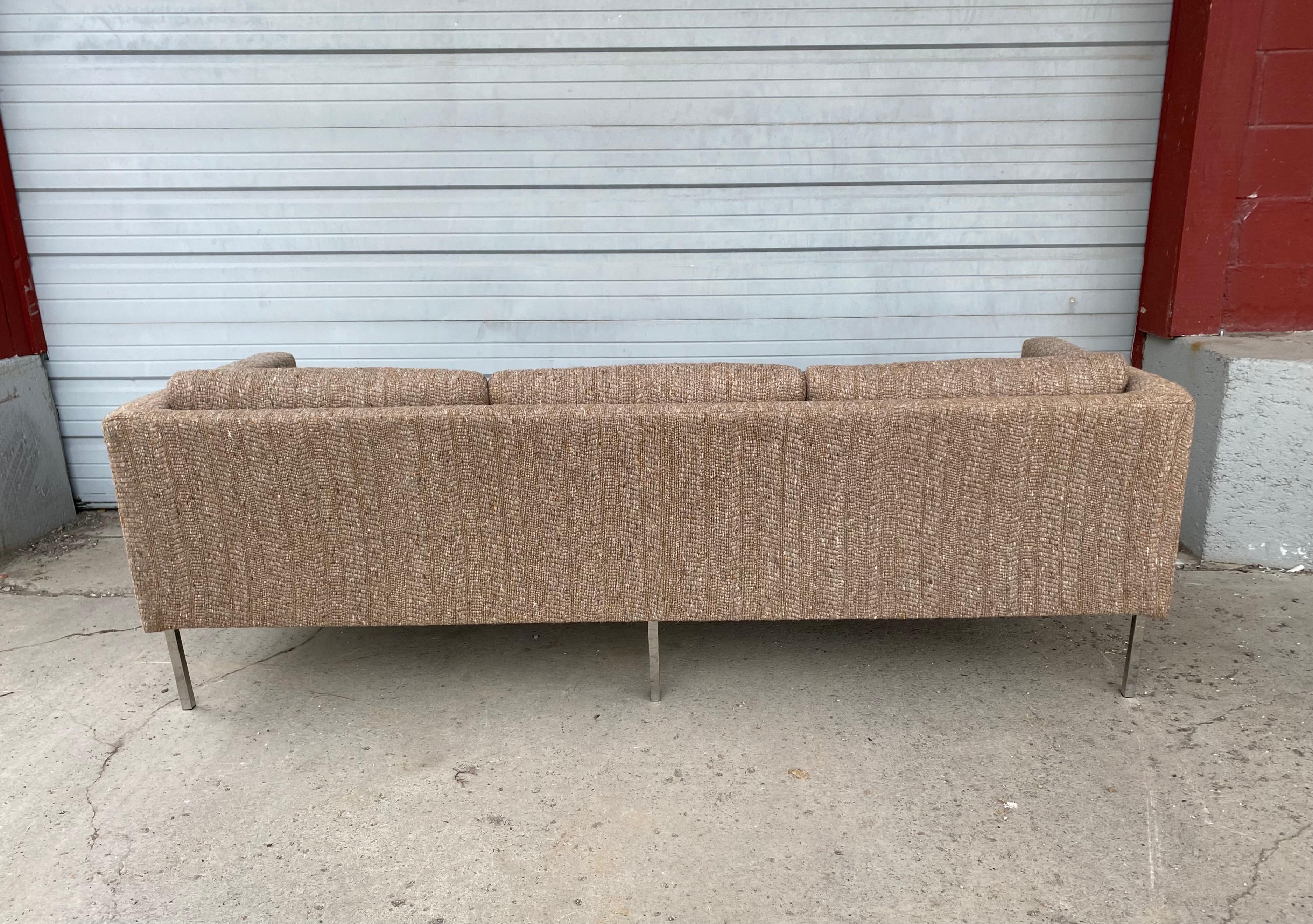 Milo Baughman Attributed Chrome Three-Seat Sofa, Mid-Century Modern 3