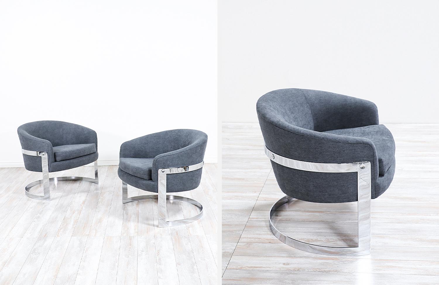 Expertly Restored - Mid-Century Modern Chrome Tub Lounge Chairs by Flair For Sale 5