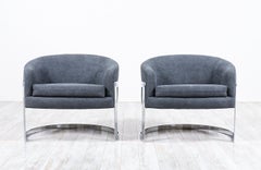 Fauteuils de salon chromés mi-siècle modernes restaurés par Flair