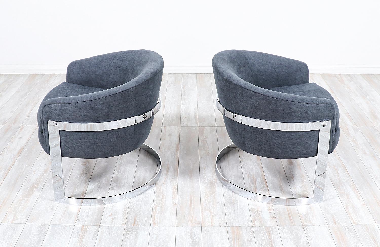 Mid-20th Century Expertly Restored - Mid-Century Modern Chrome Tub Lounge Chairs by Flair For Sale