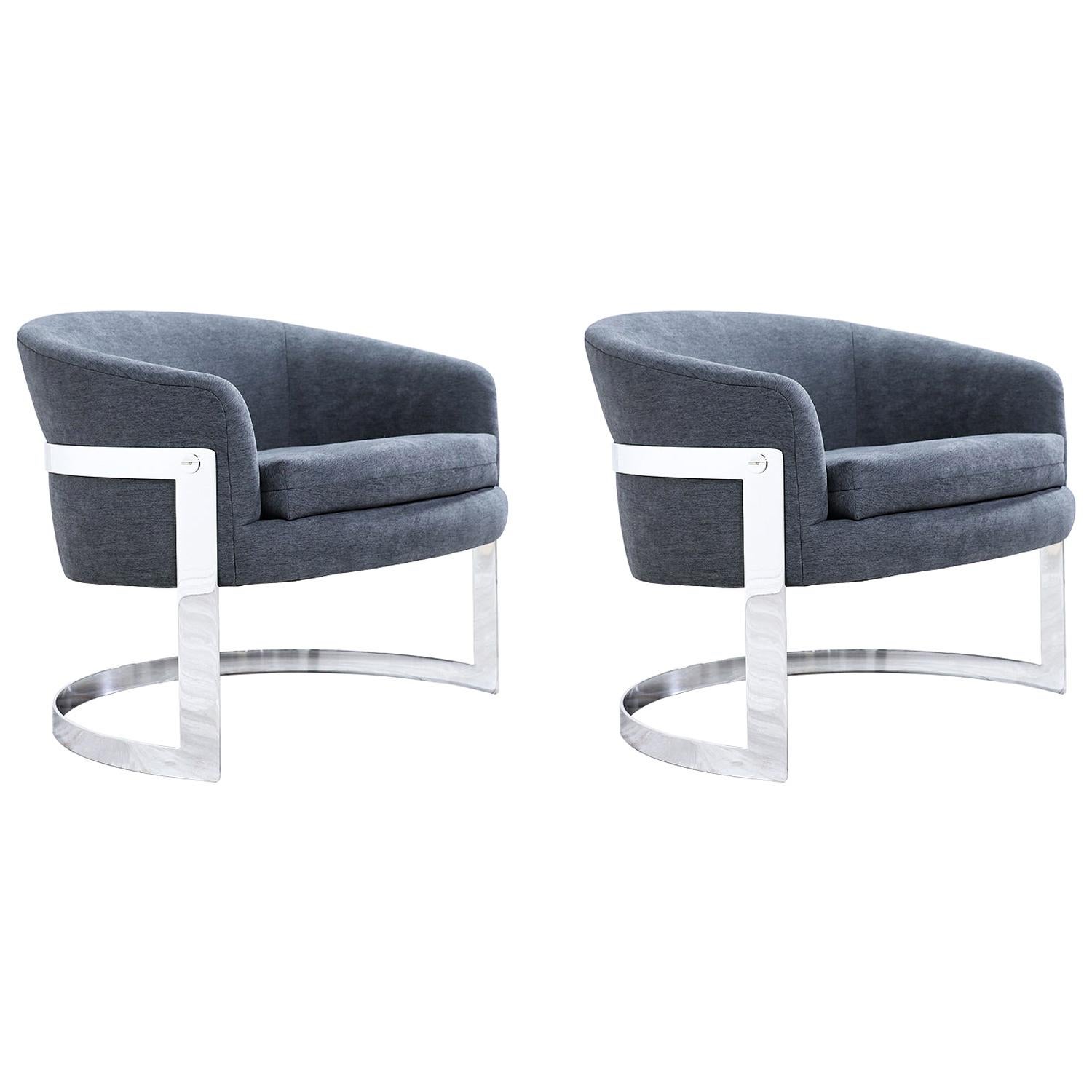 Expertly Restored - Mid-Century Modern Chrome Tub Lounge Chairs by Flair For Sale