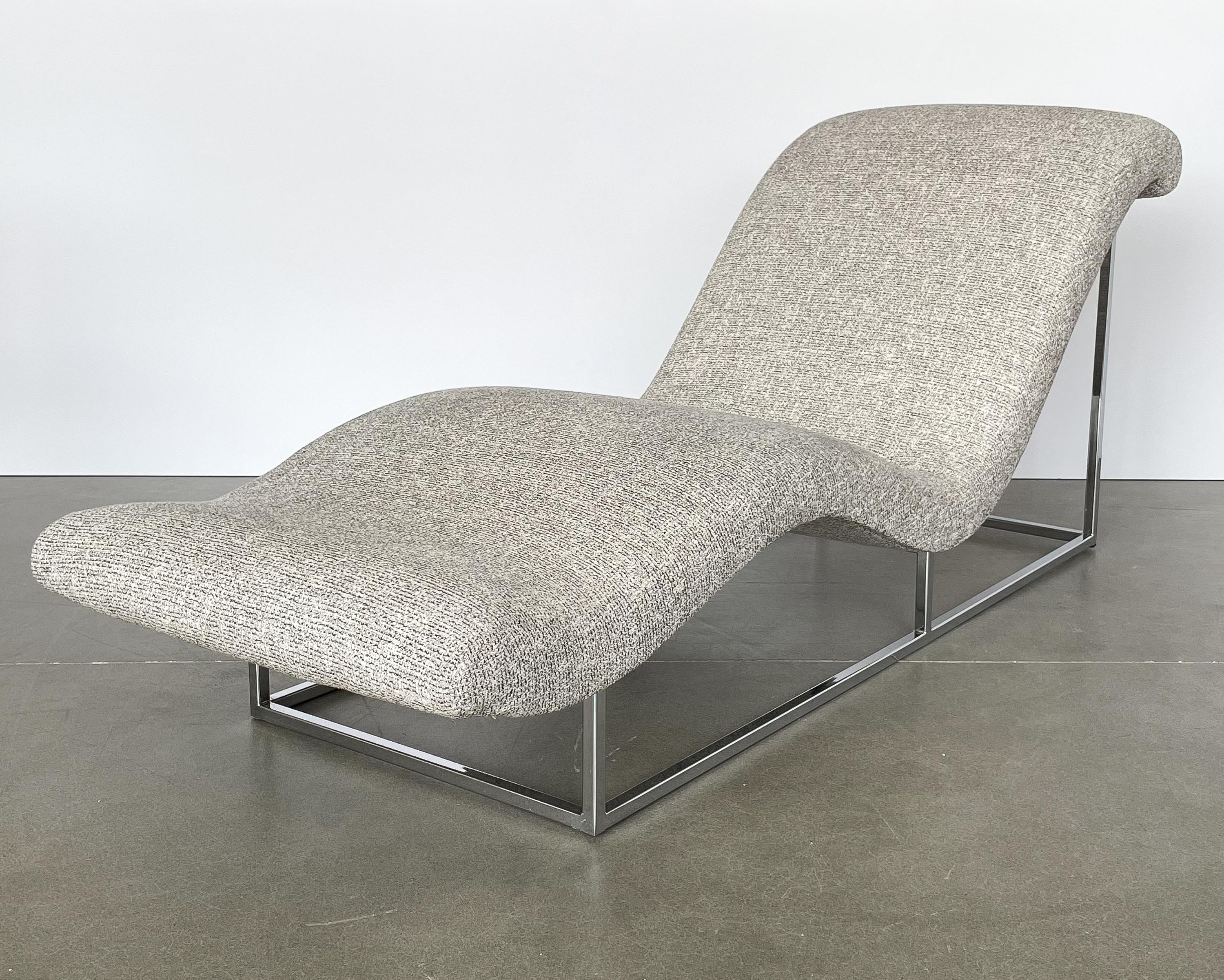 Late 20th Century Milo Baughman Chrome Wave Chaise Lounge