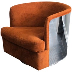 Milo Baughman Chrome Wrapped Barrel Club Chair