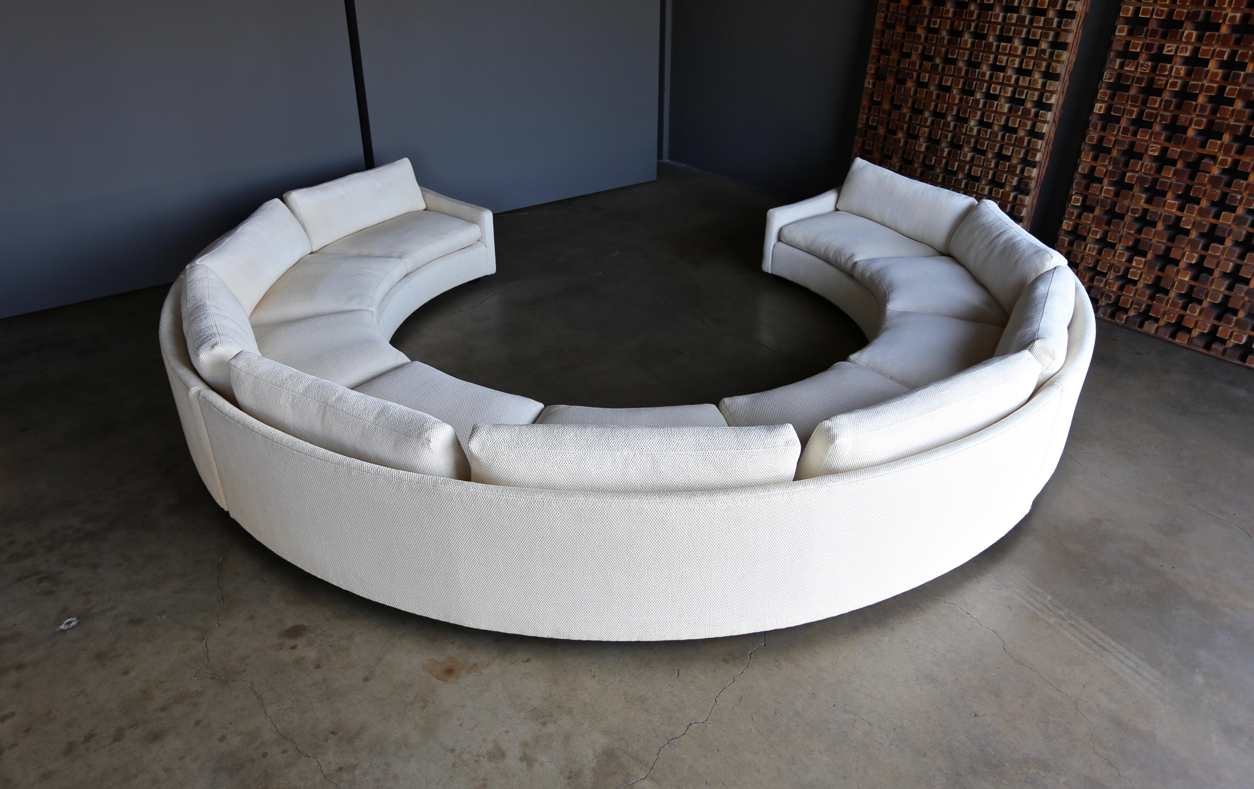 Milo Baughman circular sectional sofa for Thayer Coggin, circa 1975. 

New upholstery recommended.