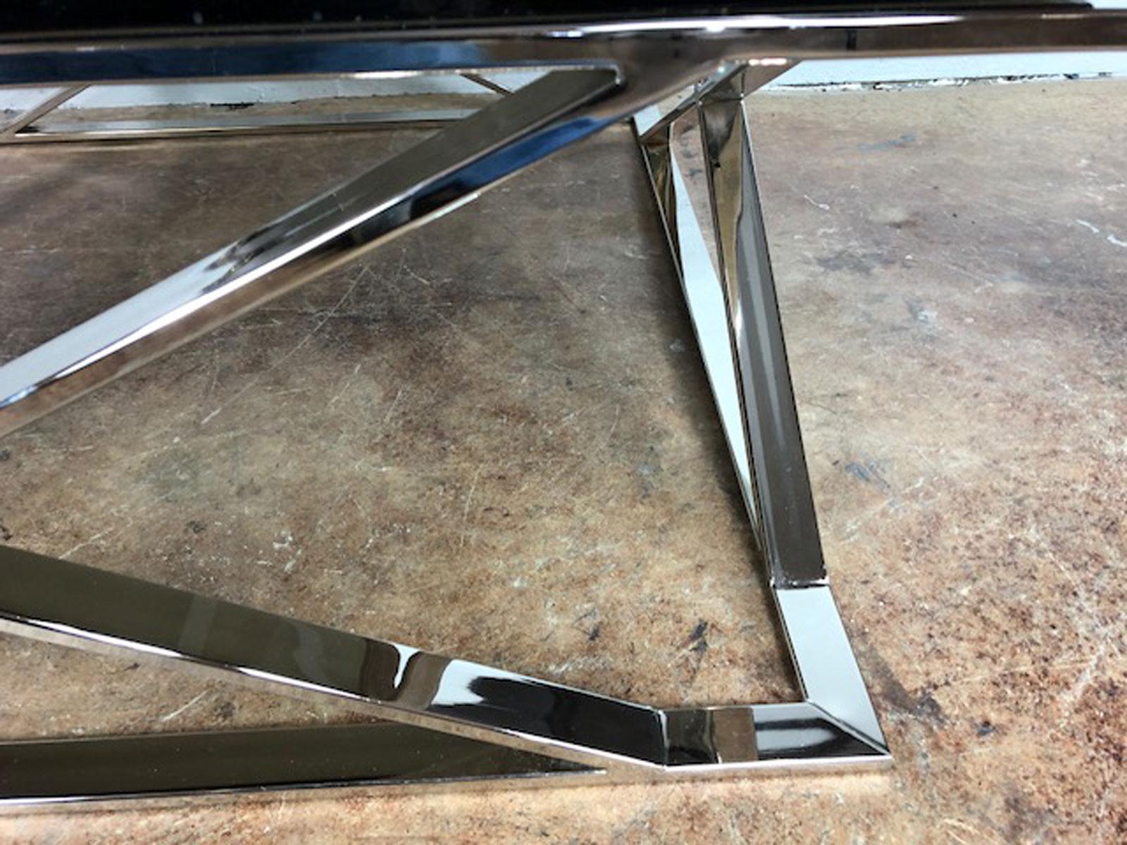 Stainless Steel Milo Baughman Coffee Table For Sale