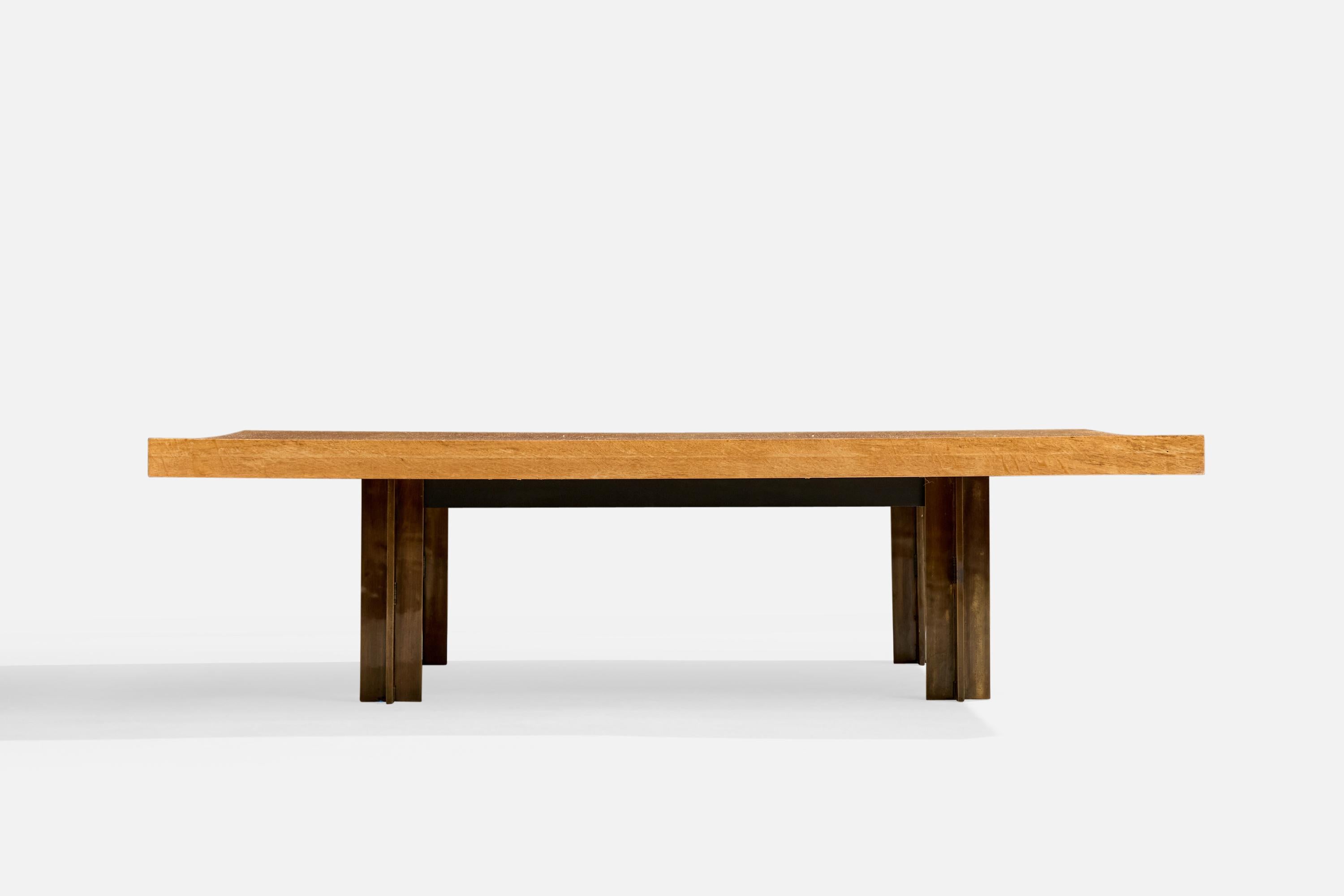Américain Milo Baughman, table basse, Oak Oak, Steele, USA, années 1970 en vente