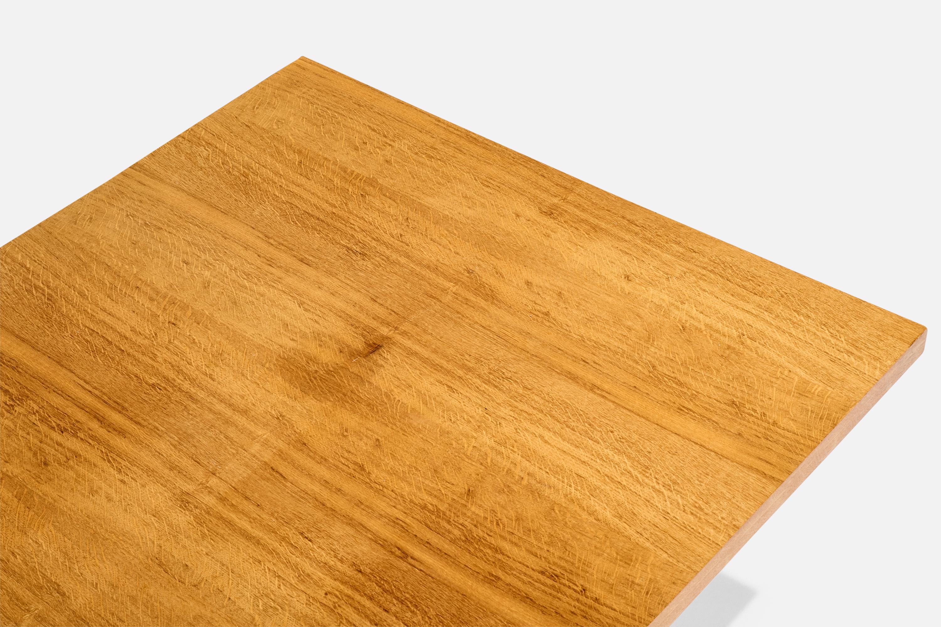 Acier Milo Baughman, table basse, Oak Oak, Steele, USA, années 1970 en vente