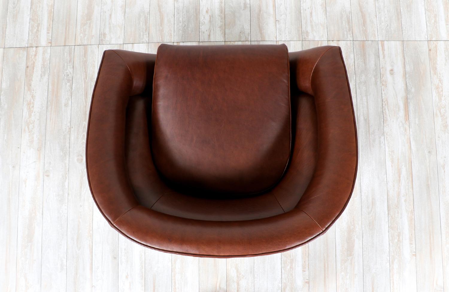 Late 20th Century Milo Baughman Cognac Leather & Chrome Tub Chair for Thayer Coggin