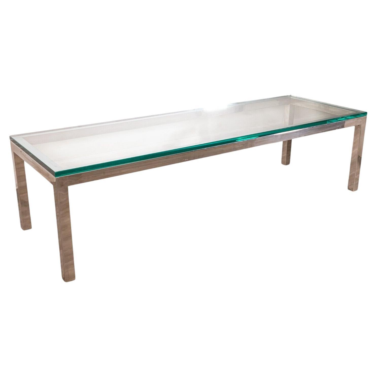 Milo Baughman Contemporary Modern Rectangular Chrome and Glass Coffee Table