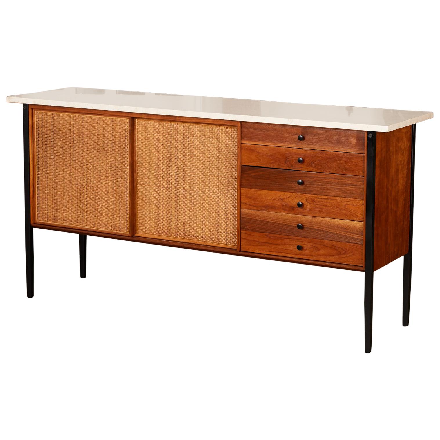 Milo Baughman Credenza for Arch Gordon with Travertine Top