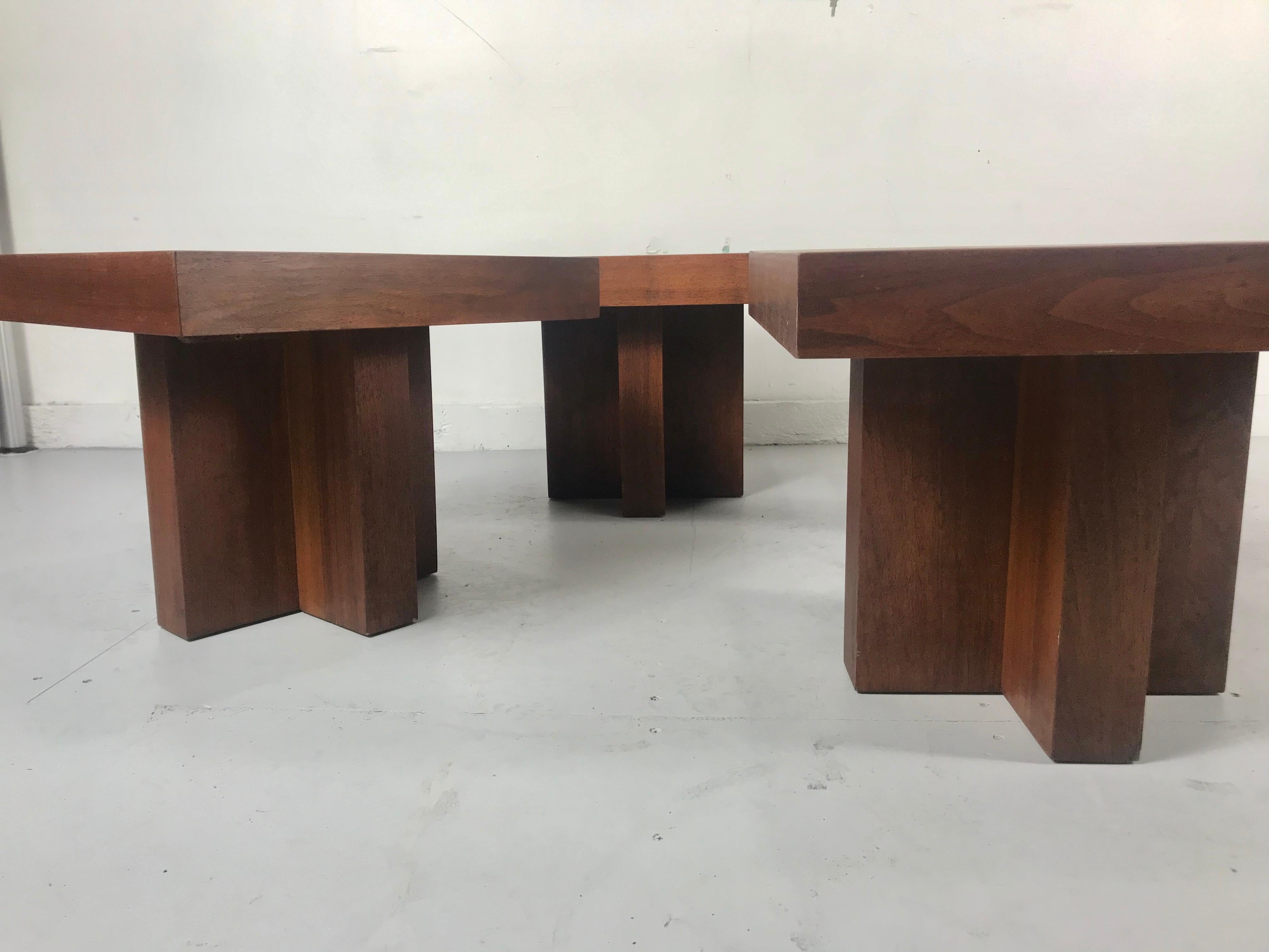 Milo Baughman Style 'Cruciform' End Tables, Architectural Modernist Design 4