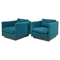 Milo Baughman Cube Lounge Chair Pair by James