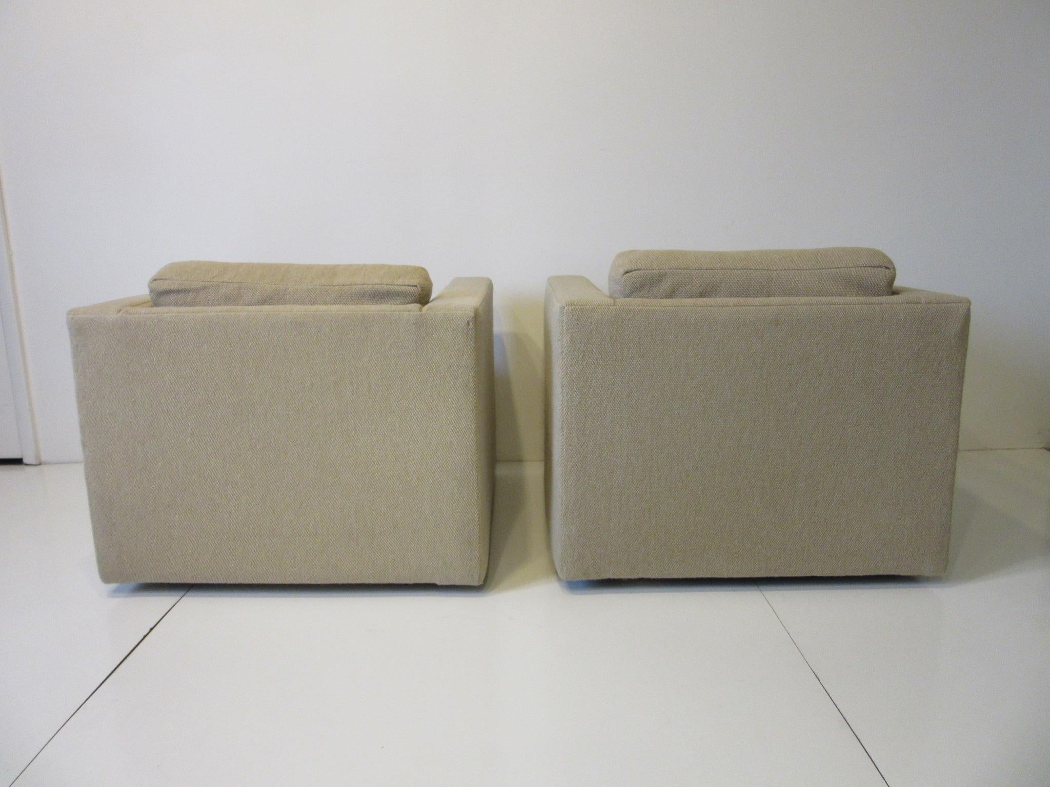 Mid-Century Modern Milo Baughman Cube Lounge Chairs for Thayer Coggin