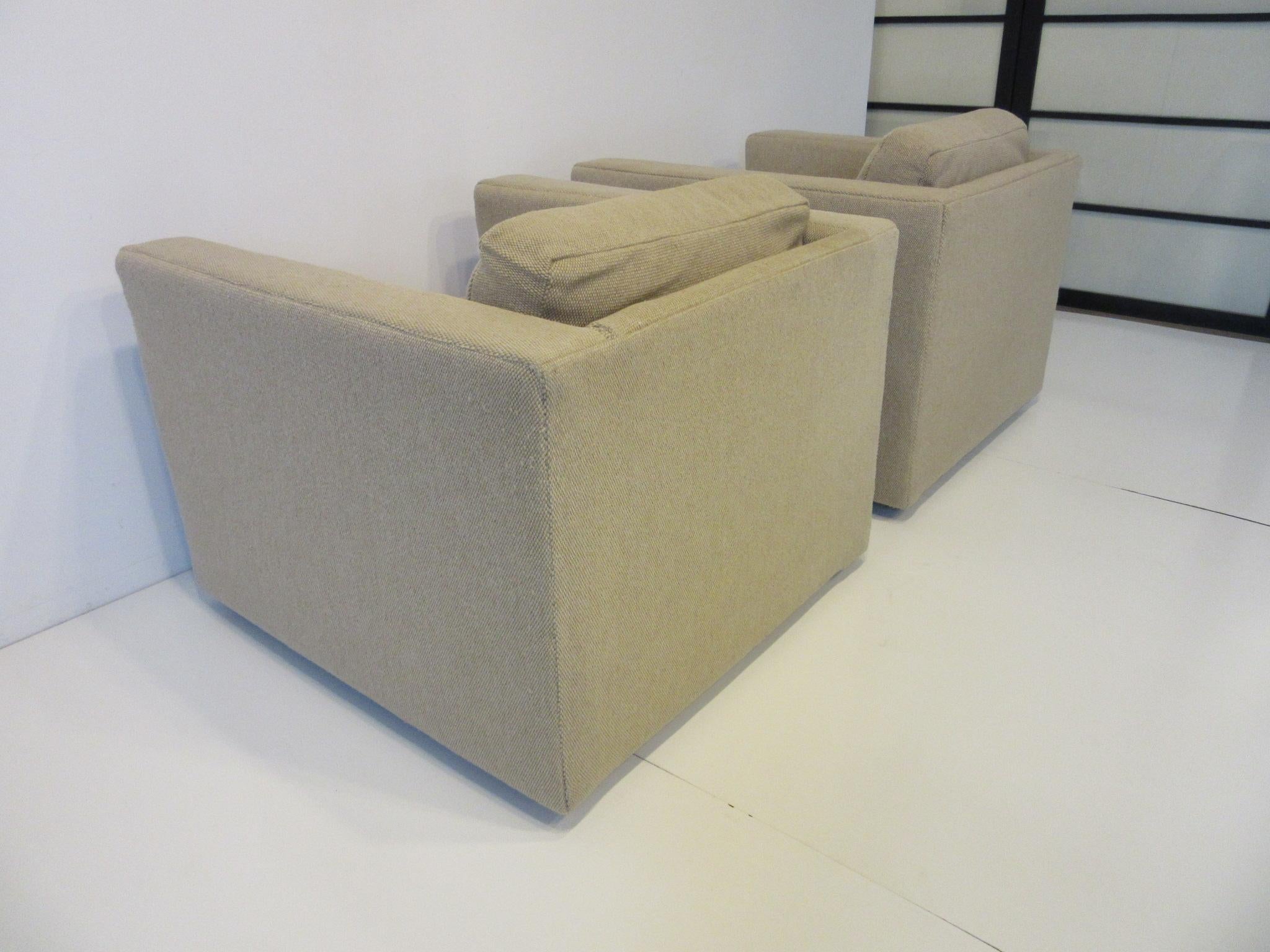American Milo Baughman Cube Lounge Chairs for Thayer Coggin