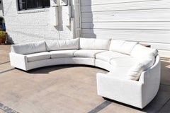 Milo Baughman Curved Sectional in White Woven Fabric