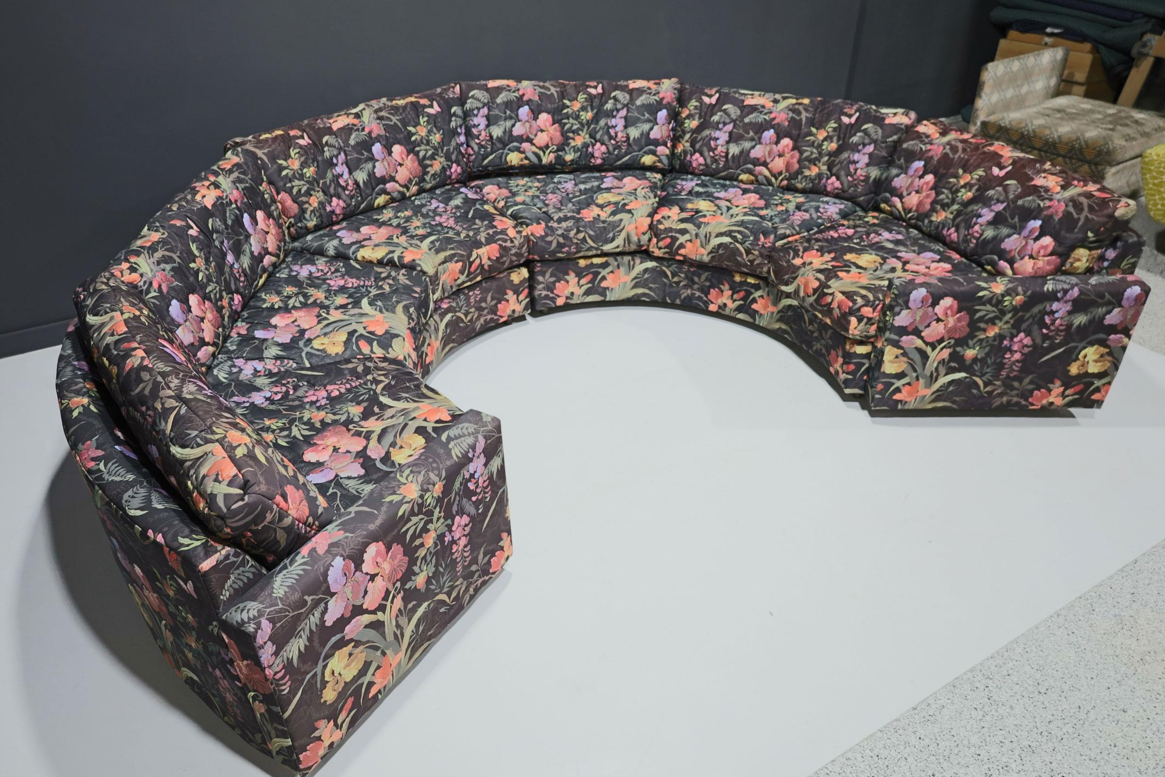 Mid-Century Modern Milo Baughman Curved Sectional Sofa 