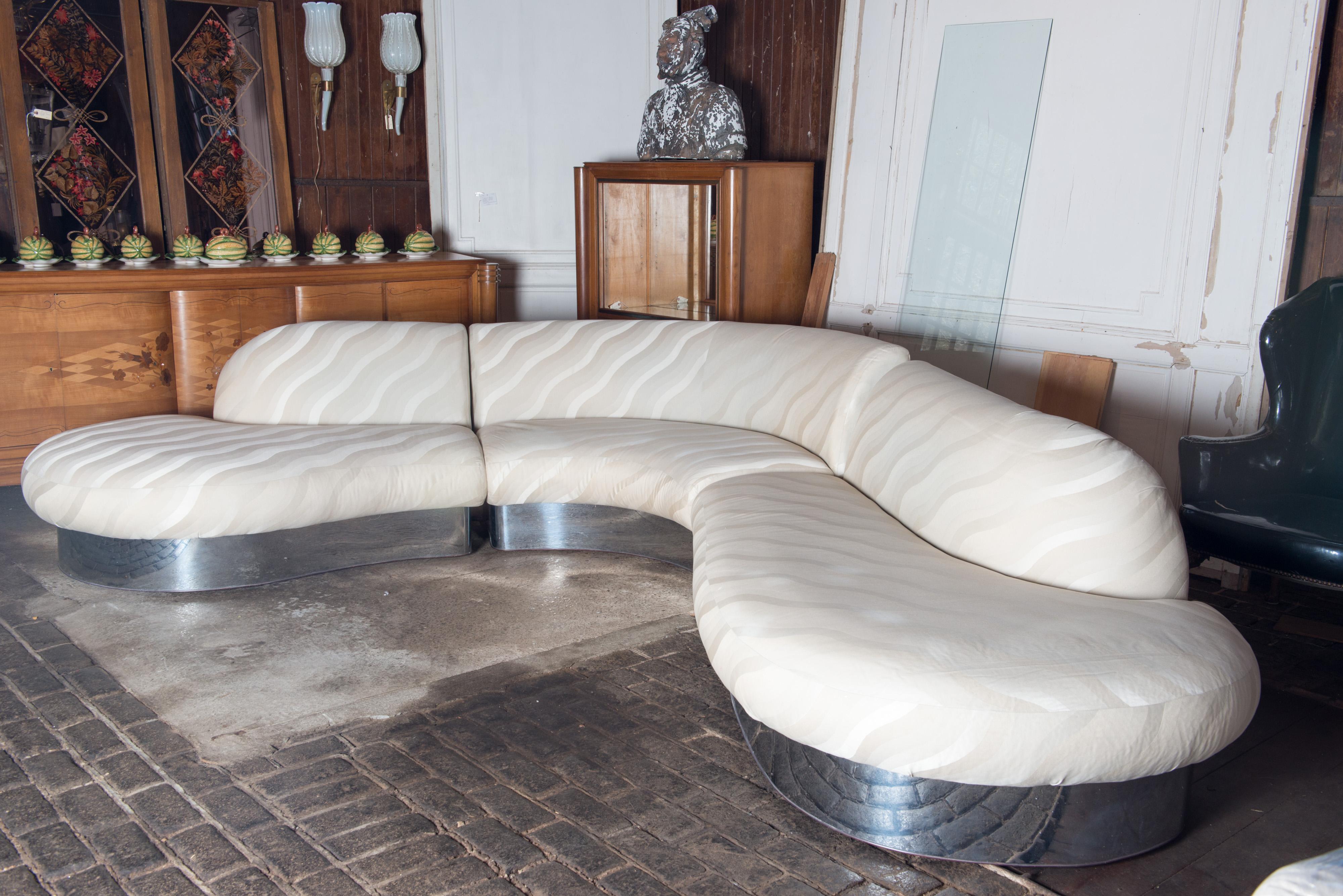 American Milo Baughman Curved Sectional Sofa