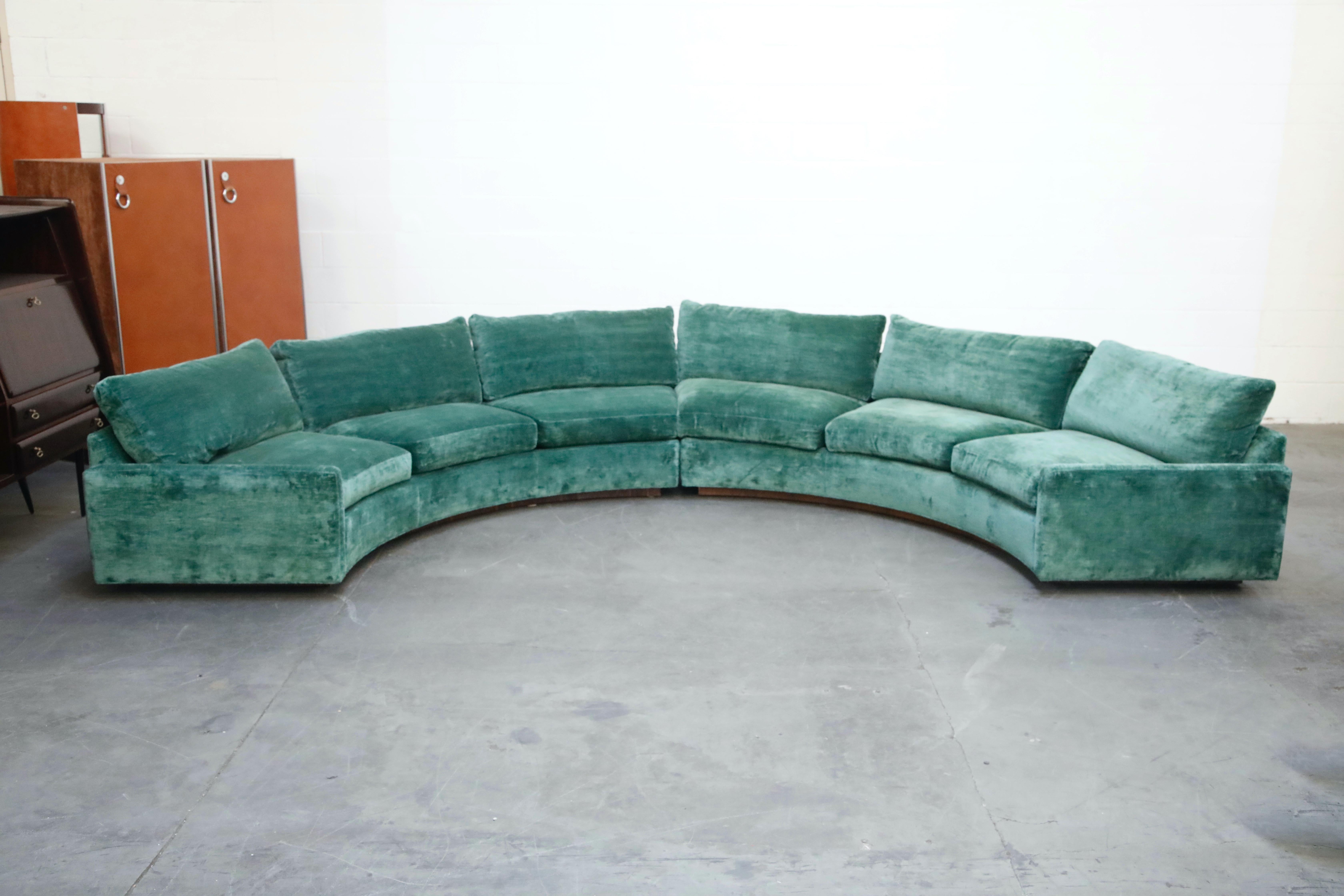 Mid-Century Modern Milo Baughman Curved Semi-Circle Sofa with Rosewood Base, 1960s, Signed
