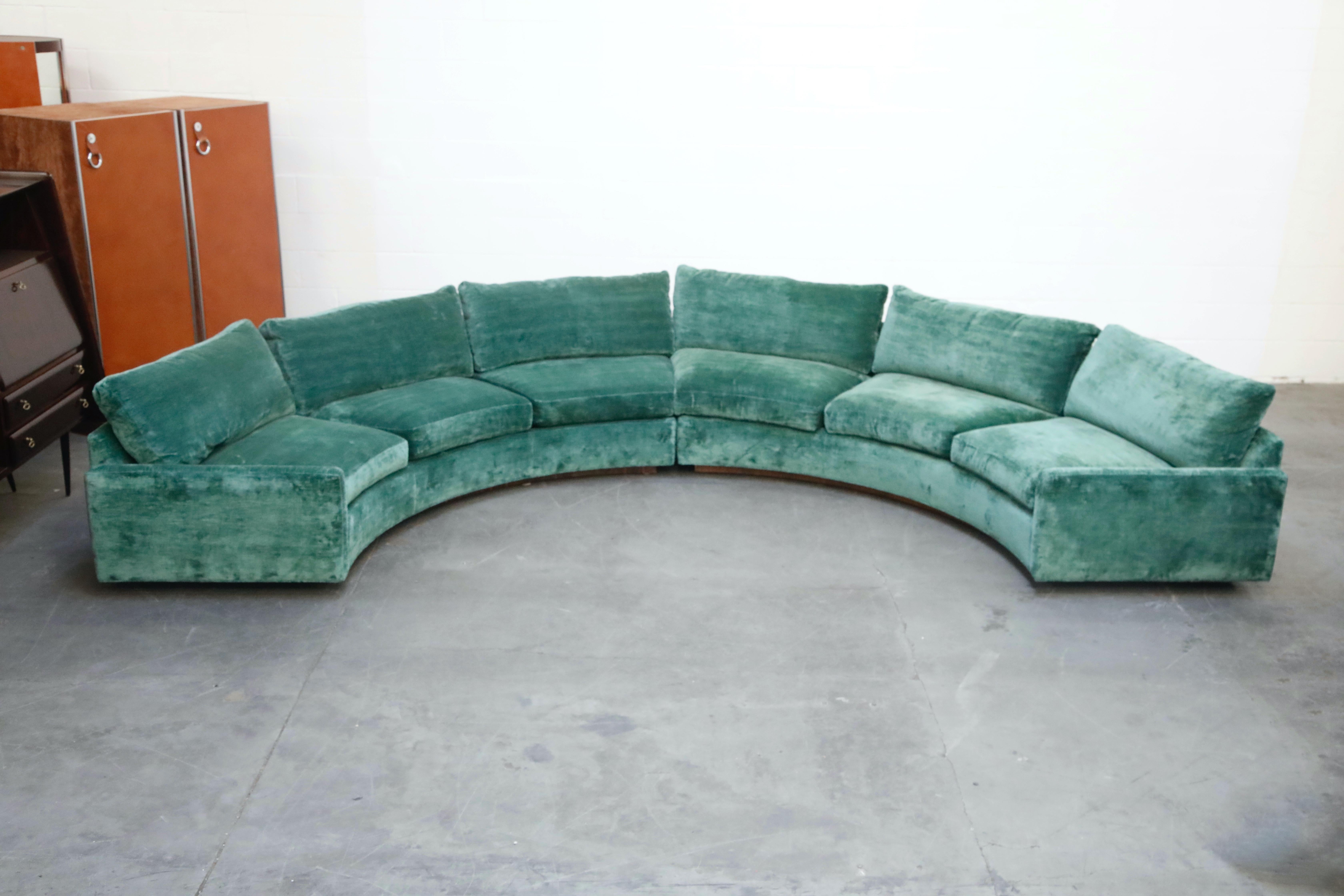 American Milo Baughman Curved Semi-Circle Sofa with Rosewood Base, 1960s, Signed