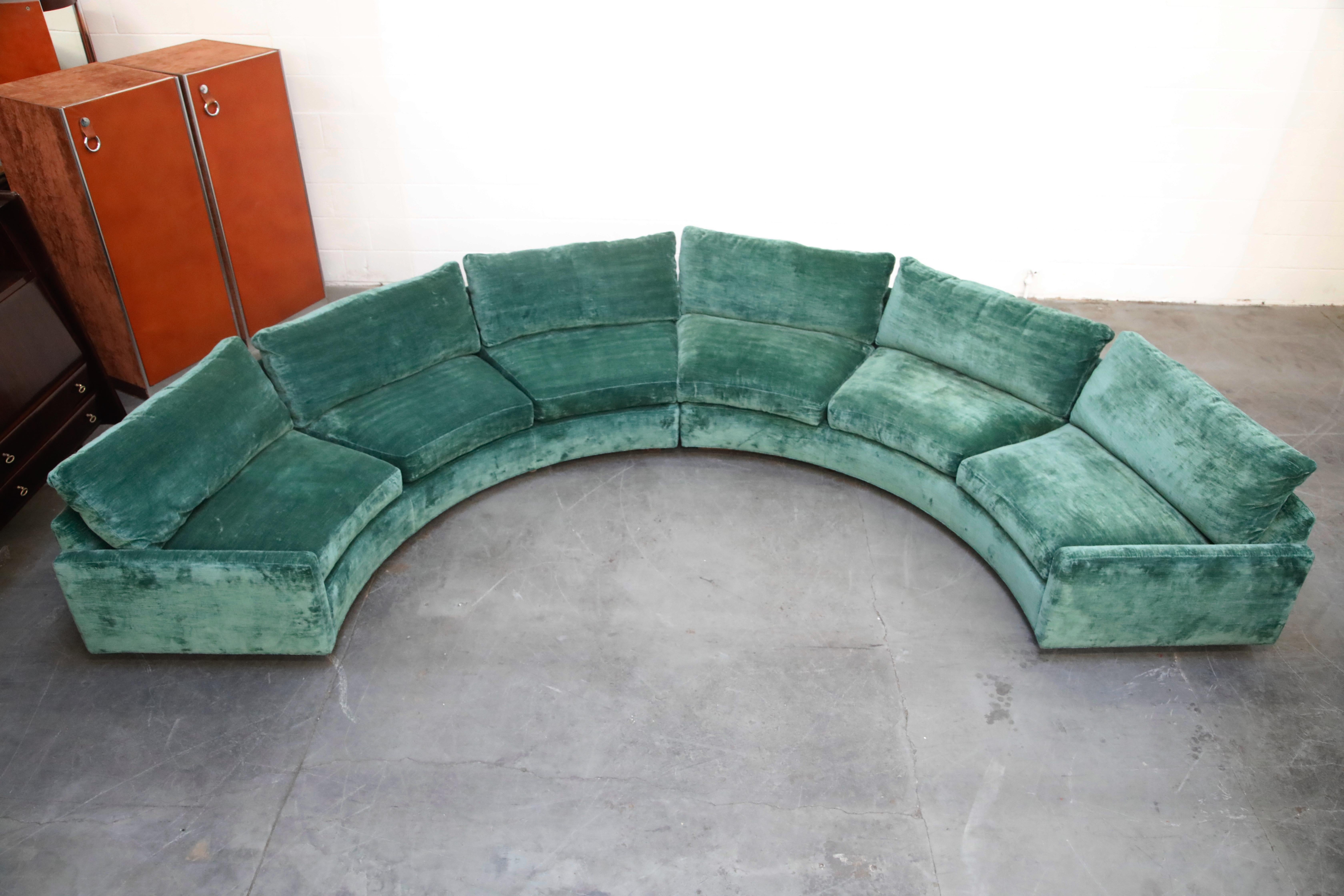 Mid-20th Century Milo Baughman Curved Semi-Circle Sofa with Rosewood Base, 1960s, Signed