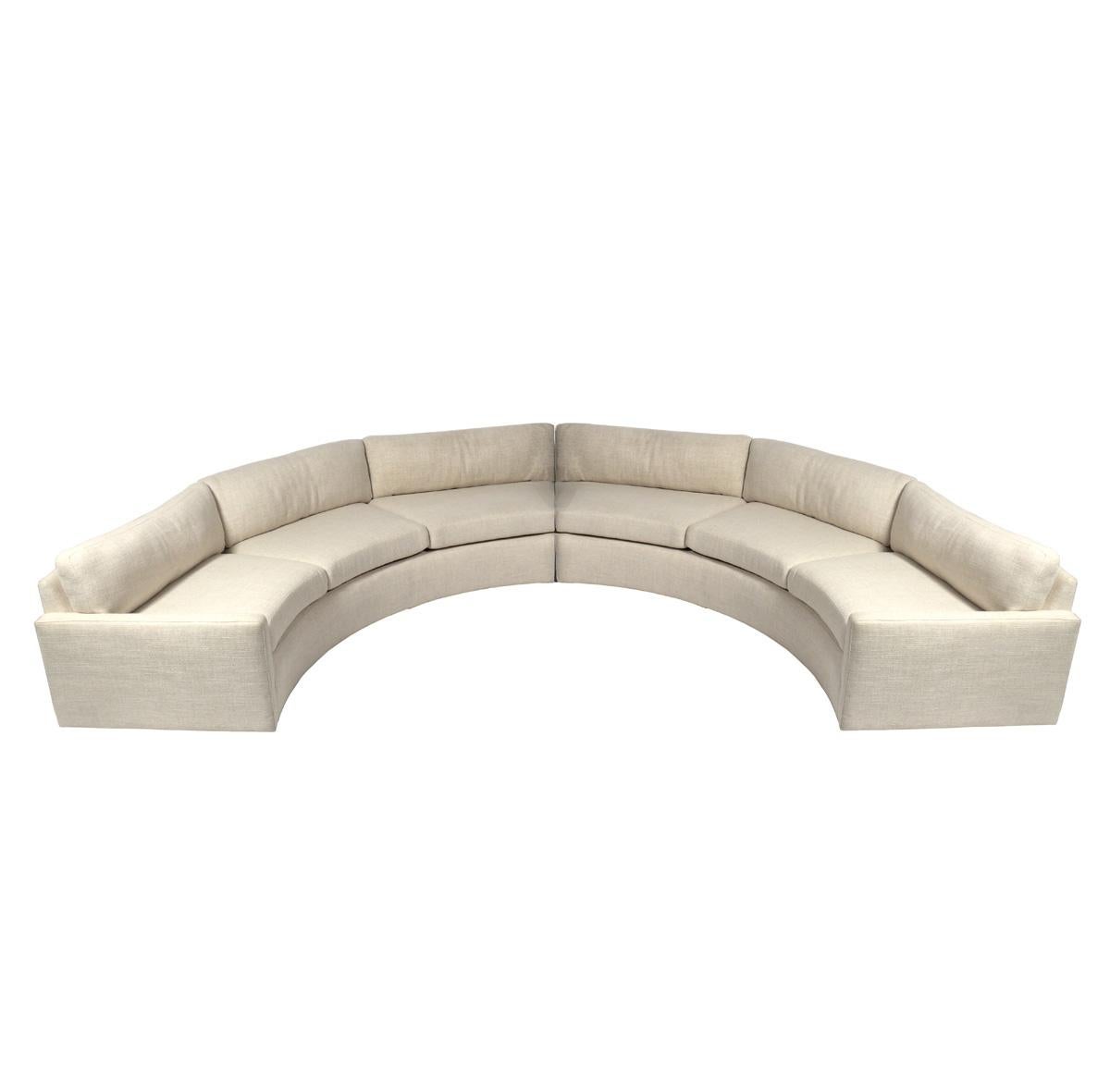 Milo Baughman Curved Sofa in Pierre Frey Fabric For Sale