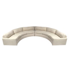 Retro Milo Baughman Curved Sofa in Pierre Frey Fabric