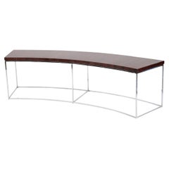 Milo Baughman Curved Sofa Table in Rosewood and Chrome