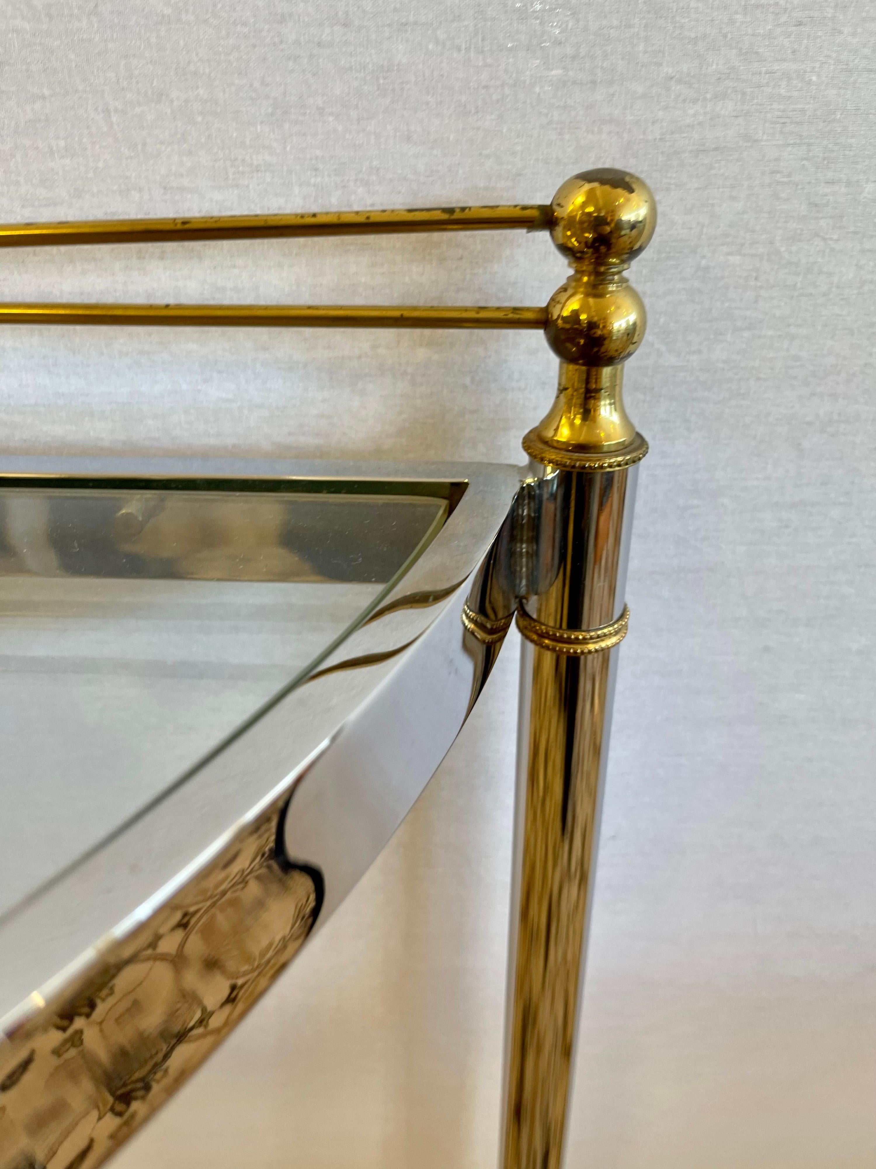 Milo Baughman Demi-lune Demilune Console Table Glass Chrome & Brass 6