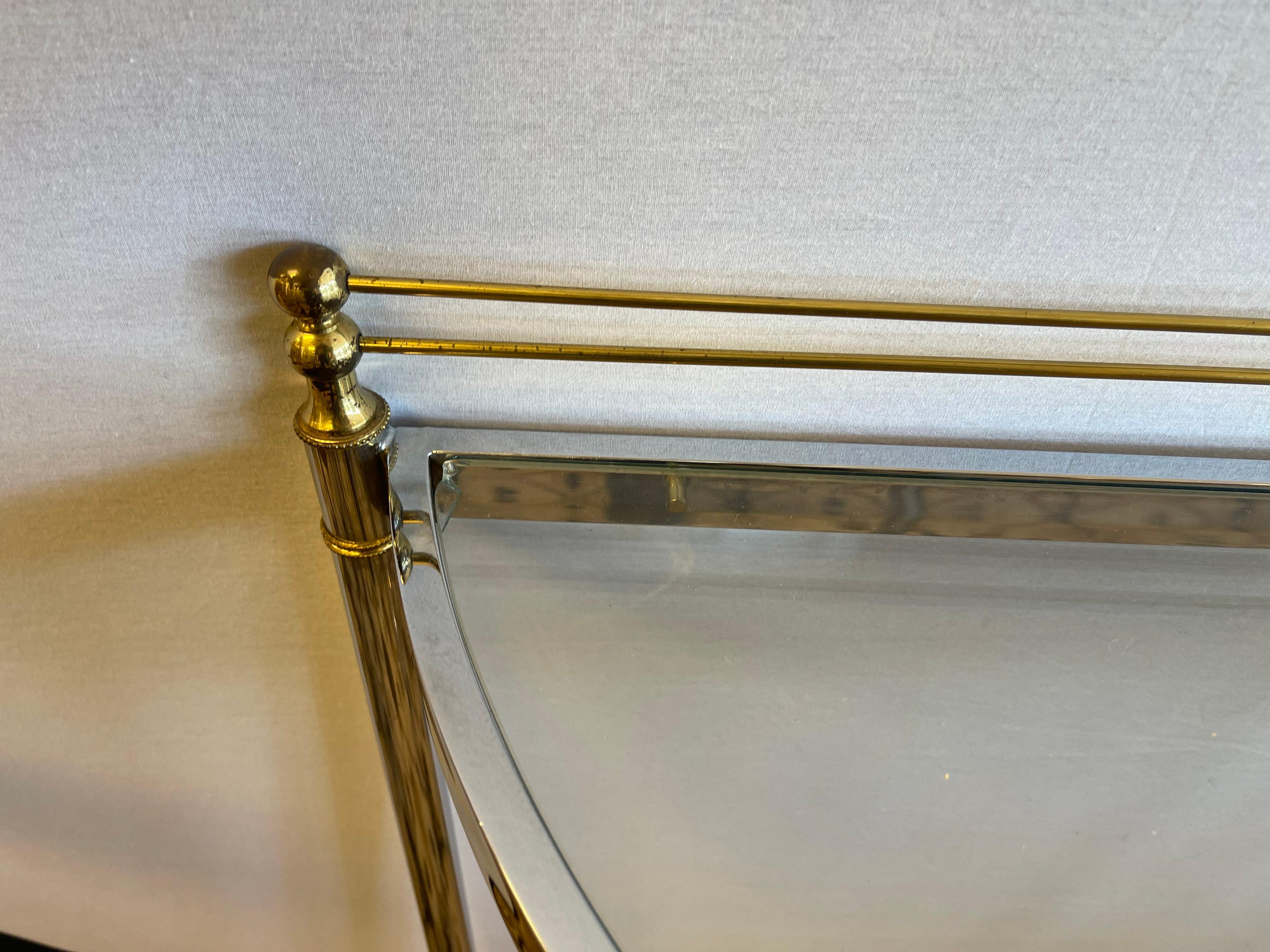 Milo Baughman Demi-lune Demilune Console Table Glass Chrome & Brass In Good Condition In West Hartford, CT
