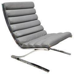George Mulhauser Design Institute America DIA Chrome Leather Lounge Club Chair