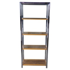 Milo Baughman Design Institute Tubular Chrome Caned Etagere Bookshelf Display
