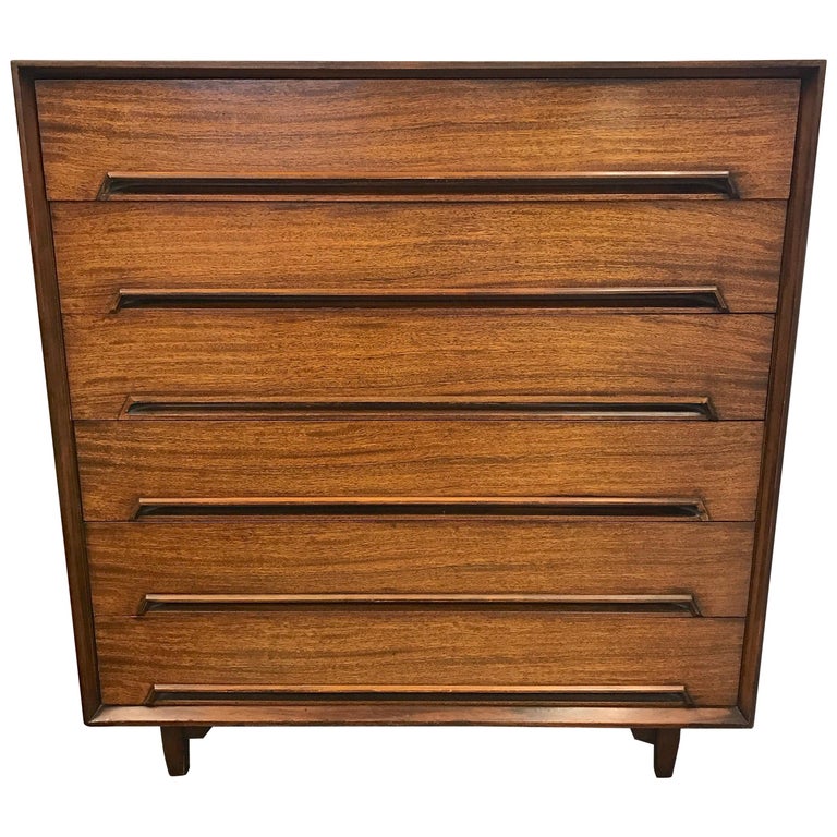 Milo Baughman Designed Drexel Perspective Five Drawer Mahogany