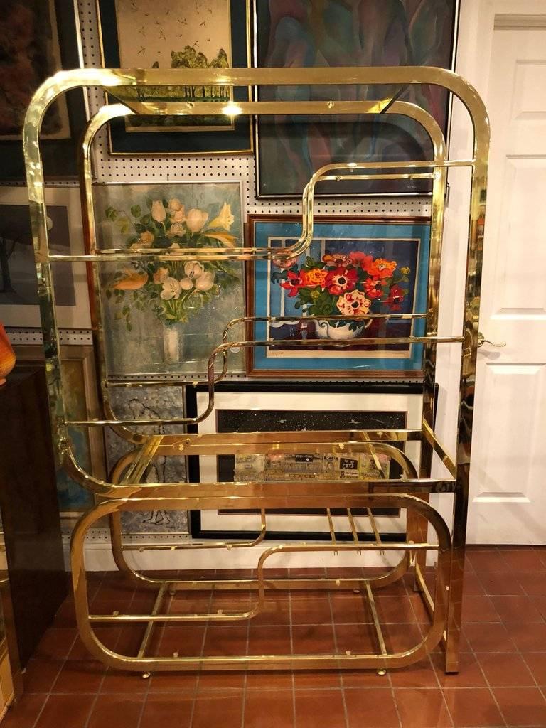 Milo Baughman DIA Style Brass and Glass Étagère 6